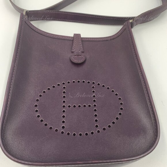 Authentic HERMES Purple Epsom Mini Evelyne TPM Crossbody Bag - Picture 3 of 15